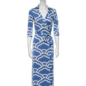 Diane Von Furstenberg Abigail Clouds Blue Maxi Dress Size 4